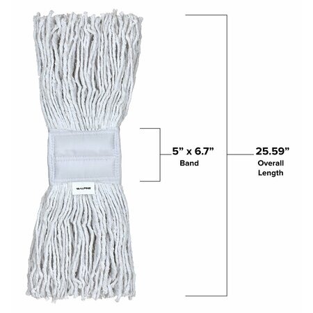 Alpine Industries 5in Band Cut End 16oz Cotton Mop Head ALP300-01-5W